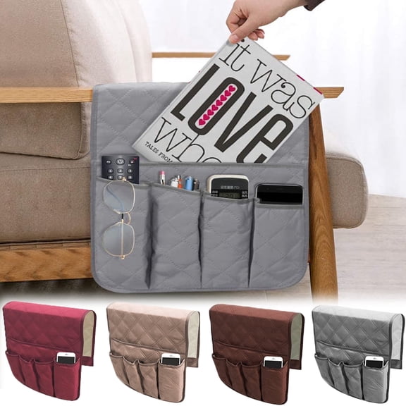 1PACK Non-Slip Sofa Armrest Storage Organizer,Waterproof Couch Recliner Remote Control Holder with 5 Pockets Armchair Caddy for Ipad,Phone,Magazines,TV Remote Control