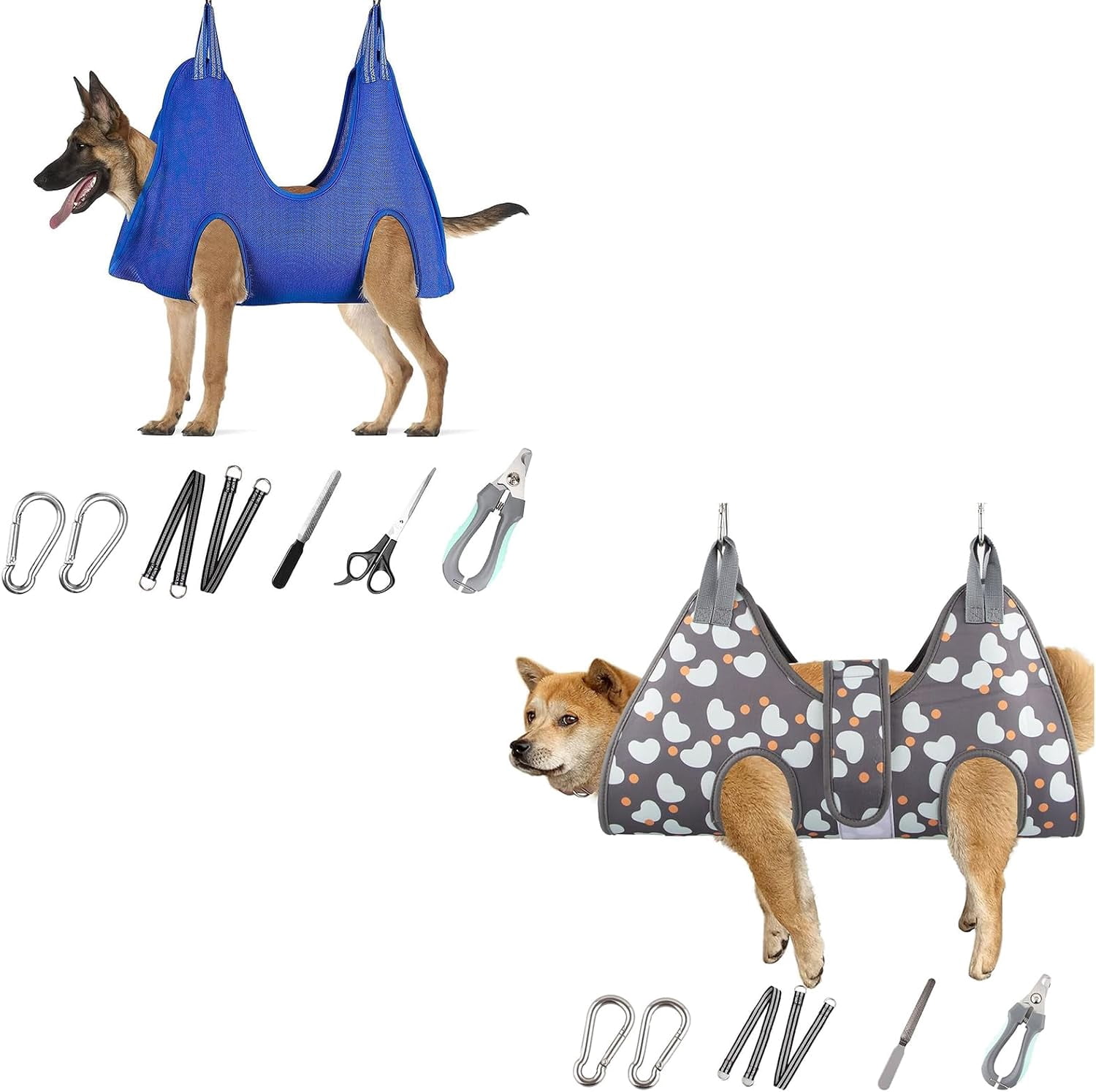 2PACK Pet Grooming Hammock with Nail Clippers/Nail Trimmers/Grooming Scissors, Dog Grooming Harness for Nail Trimming, Pet Grooming Sling Helper