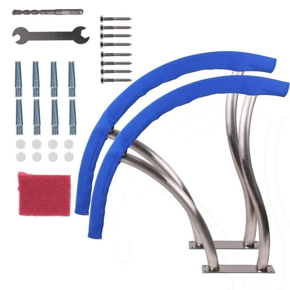 2PACK Pool Handrail 30"x30" Swimming Pool Stair Rail 304 Stainless Steel 250LBS Load Capacity Pool Hand Rail with Grip Cover, Quick Mount Accessories for SPA Inground Pools