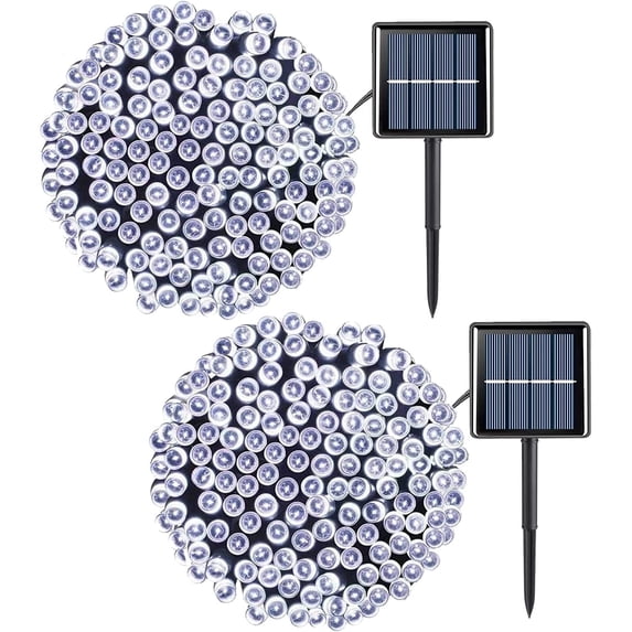 2PACK Solar Christmas Lights, Outdoor 50LED String Lights, 8 Modes Decor Lights for Garden Yard Tree Party Patio Fence Holiday Wedding Decoration, White