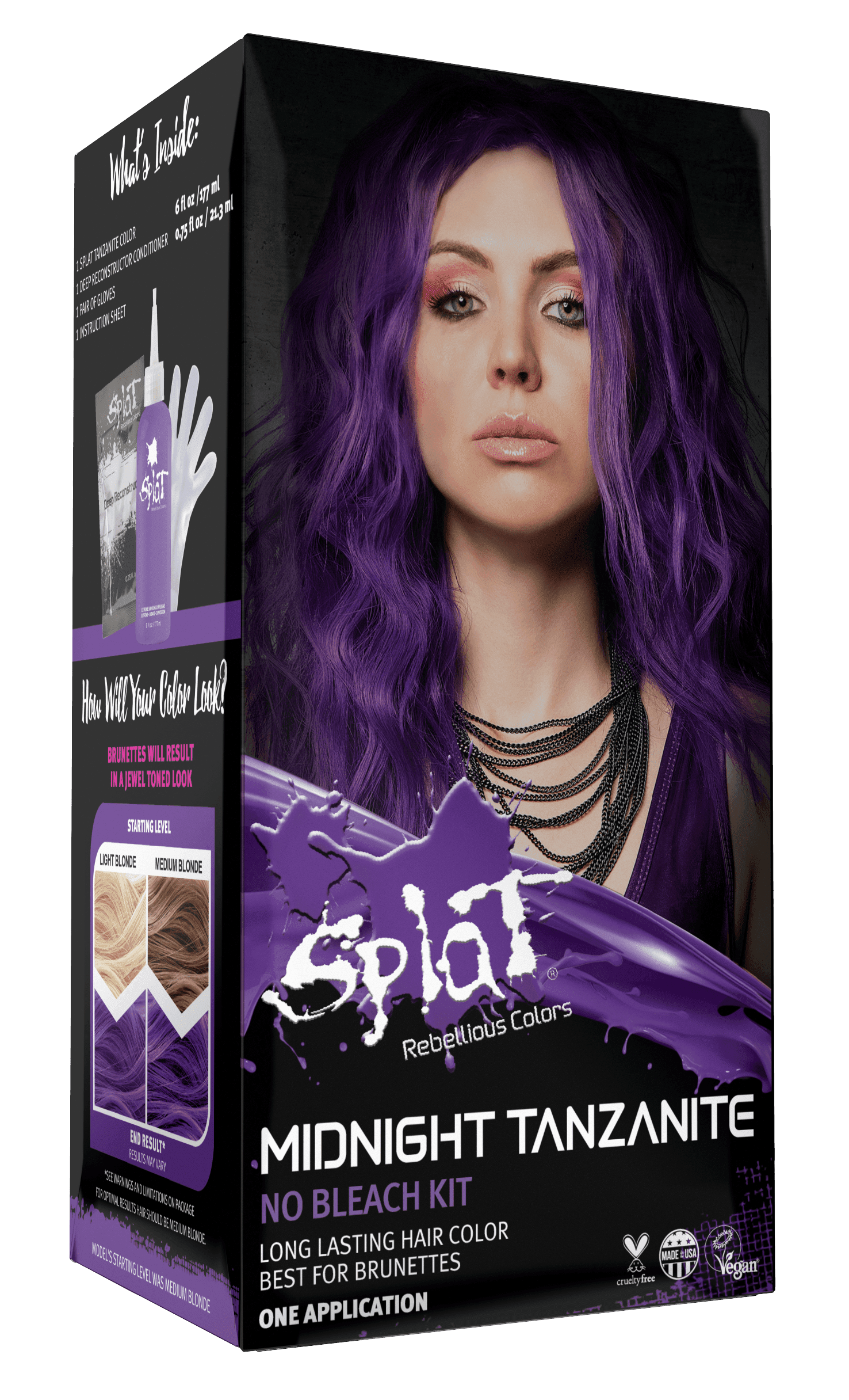 (2PACK) Splat Midnight Tanzanite Hair Dye, Semi-Permanent Purple Hair Color "MANGO SIX B&M"