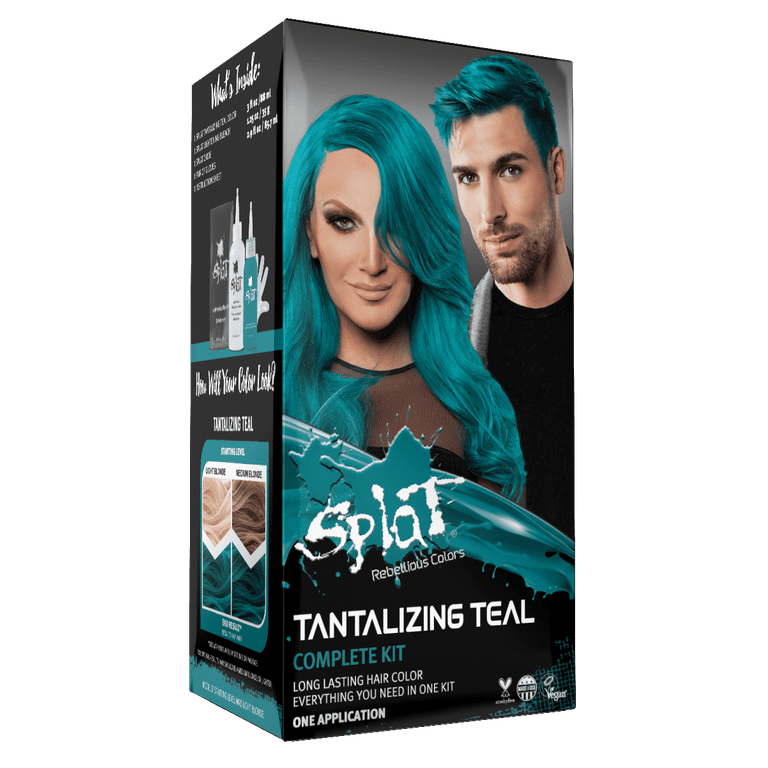 2PACK) Splat Tantalizing Teal Hair Color Kit, Semi-Permanent Hair