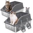 thumbnail image 1 of 2PACK Stainless Steel Cat Litter Boxes, XL Large Metal Litter Box with High Sides Lid, Odor Free Litter Pan Include Scoop Easy Cleaning Anti-Scratch Kitty Cat Box Anti-Urine Leakage, Non-Sticky, 1 of 7