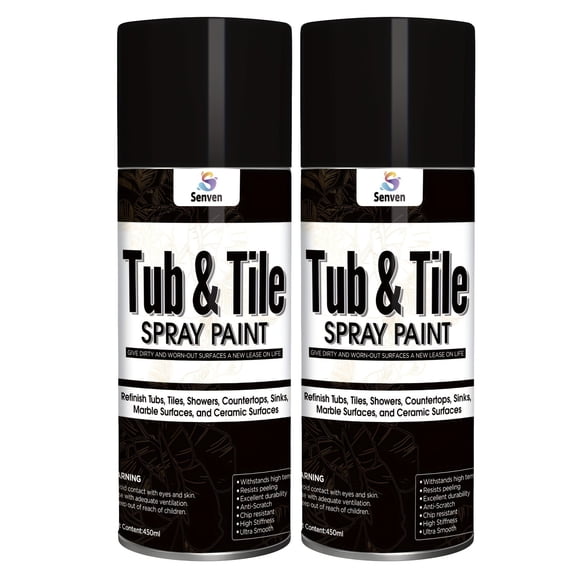 2PACK Tub Tile Black Spray Paint High Gloss Spray Paint Waterproof Black Bathtub Tile Refinishing Kit for Tiles Ceramic Porcelain