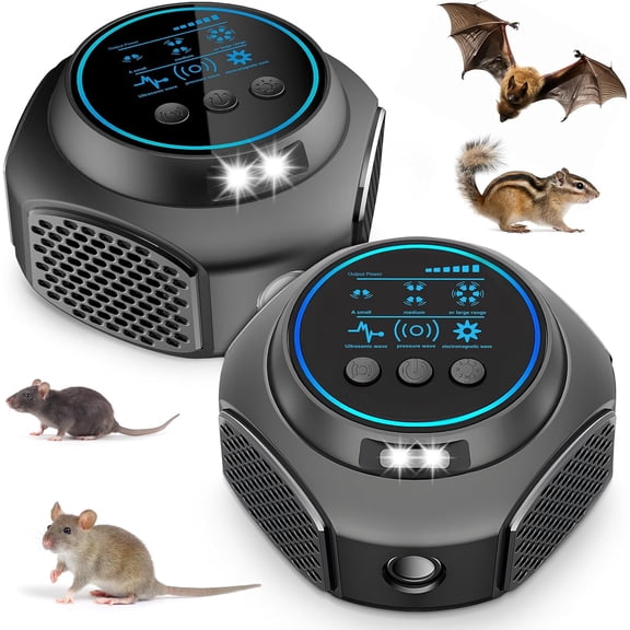2PACK Ultrasonic Mouse Repeller Rodent Repellent Ultrasonic Plug in with 360Mice Repellent Indoor& 4 Modes Ultrasonic Mouse Repellent Mice Deterrents for Home House Warehouse Garage Basement