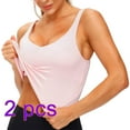 thumbnail image 1 of KAWELL 2PACK Women's Longline Sports Bra Wirefree Padded Medium Support Yoga Bras Gym Running Workout Tank Tops, 1 of 6