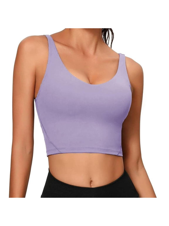 2PACK Women's Longline Sports Bra Wirefree Padded Medium Support Yoga Bras Gym Running Workout Tank Tops