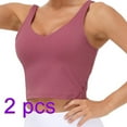 thumbnail image 1 of KAWELL 2PACK Women's Longline Sports Bra Wirefree Padded Medium Support Yoga Bras Gym Running Workout Tank Tops, 1 of 6