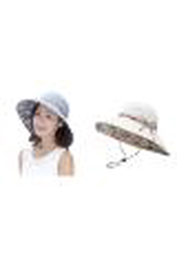 2PACK Womens Sun Hats Wide Brim Reversible Bucket Hat Packable Summer Travel Cap with Hat Clip,UV Protection,Cotton,Floral + Solid Color Double Side