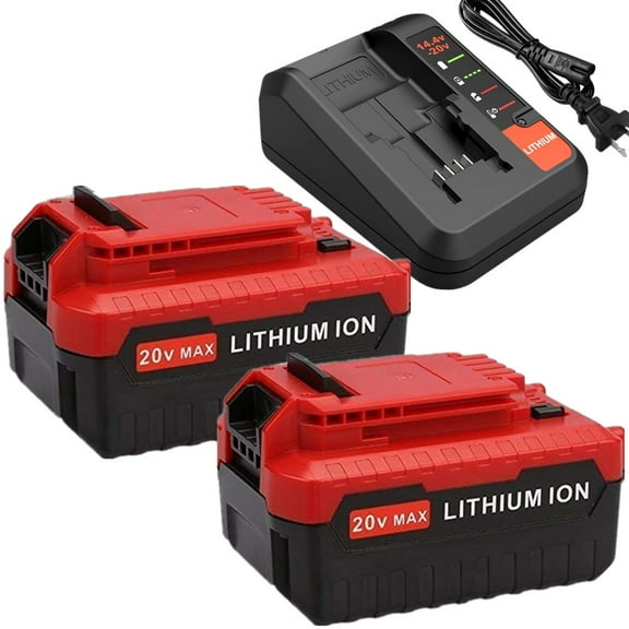 2PACKS 20V 8.0Ah Lithium Battery and Charger Replacement for Porter Cable PCC685L PCC680L PCC681L PCC682L PCC685LP 20-Volt Max