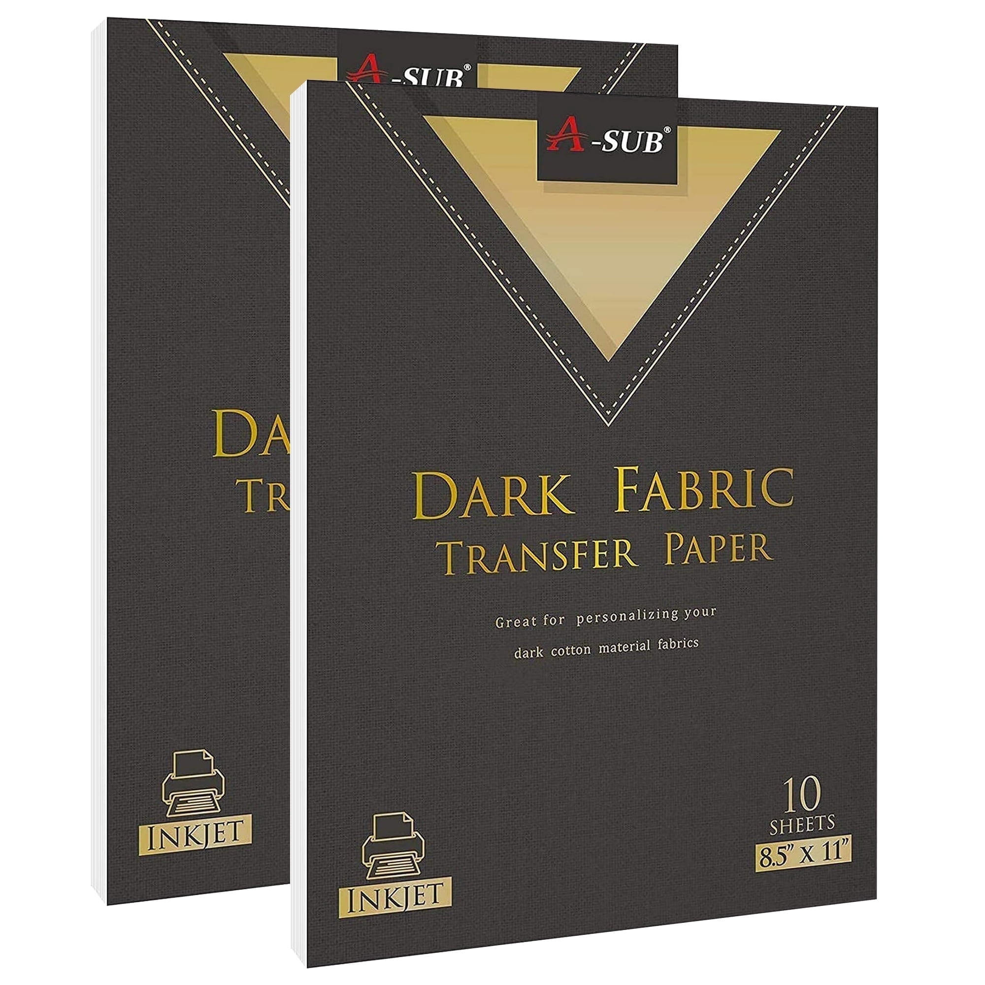 A-SUB 8.5x11 Inch Inkjet Printable Iron on Heat Transfer Paper for Dark ...