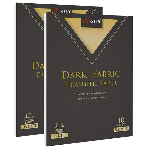 A-SUB 8.5x11 Inch Inkjet Printable Iron on Heat Transfer Paper for Dark Fabrics 20 Sheets