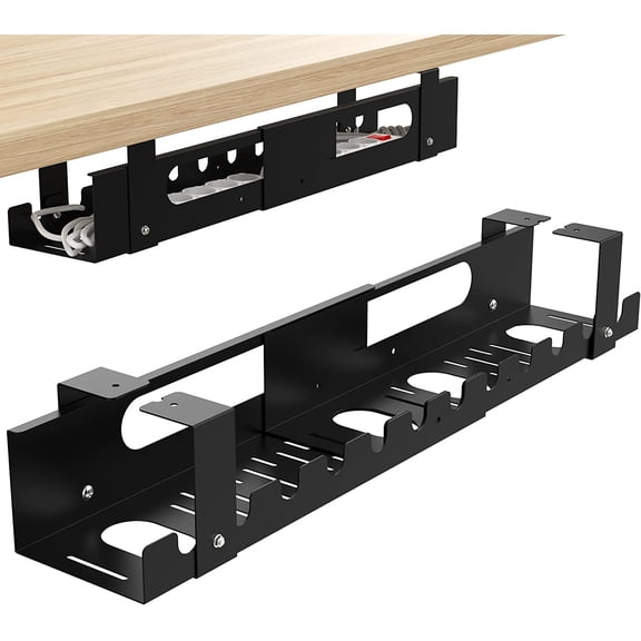 2PACKS Cable Management Under Desk Tray Adjustable Large Under Table Cord Wire Organizer for Standing Desk