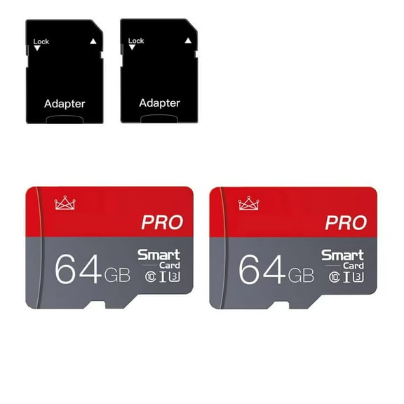 2PACS MEMORY CARD 64GB MINI Card Class 10 with Adpter for Camera,Smartphone,Drone