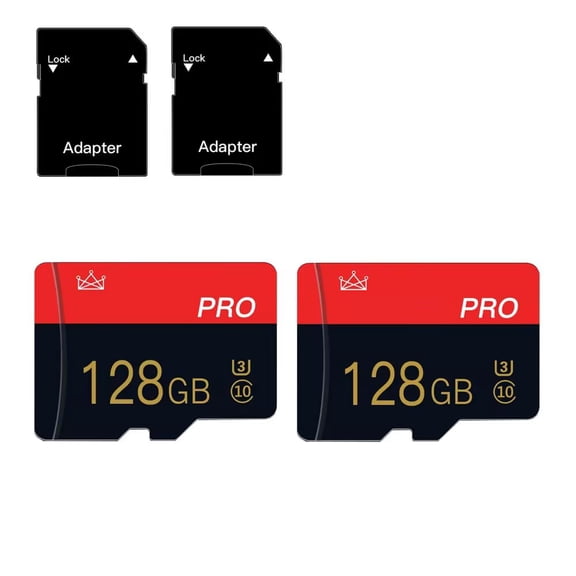 2PACS MEMORY CARD,MINI Card 128GB,TF Card Class 10 with Card Adpter for Camera,Smartphone