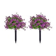 thumbnail image 1 of 2PAck 22inch Artificial Boxwood Topiary Ball Bushes with Purple Flowers, Outdoor Plants with Ground Spike, UV Resistant Faux Bushes Shrubs for Garden, Porch Decor, 1 of 9