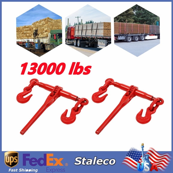 2PC 1/2" - 5/8" Ratchet Chain Binder Load Binders with G80 Hook 13000 lbs