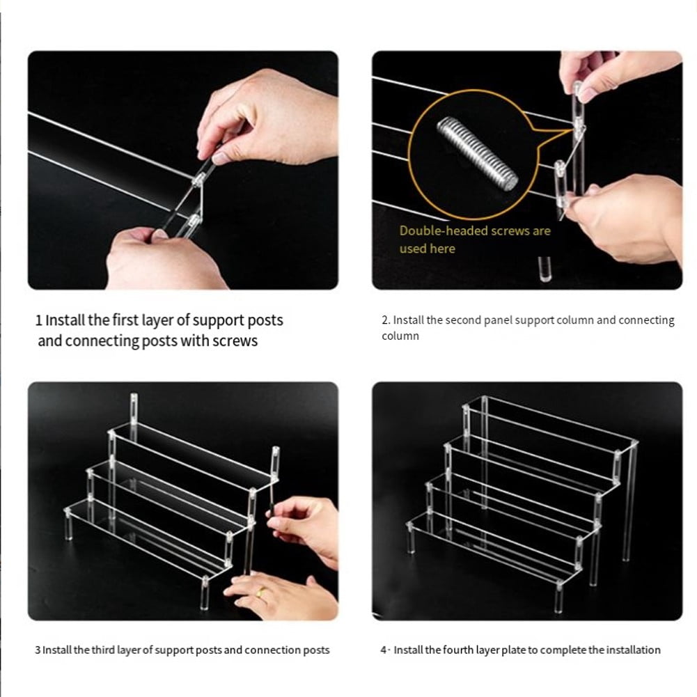 2PC 1-3 Layers Acrylic Display Stand Perfume Figurine Transparent ...