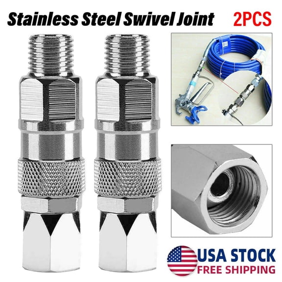 2PC 1/4 Inch Stainless Steel Swivel Joint for Airless Paint Sprayer Gun Hose USA