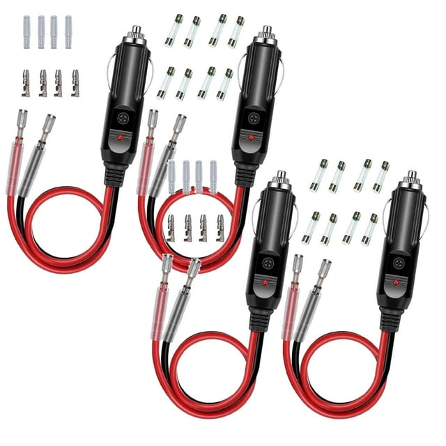 2PC 12V Fused Replacement Cigarettelighter Male Plug With LED Light