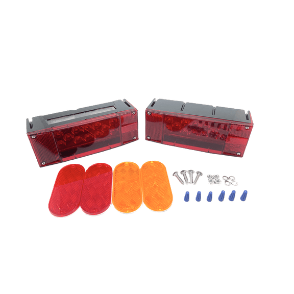 2PC 12V LED Submersible Trailer Tail Lights Kit Left Right Rectangle Reflectors Waterproof Boat Marine DOT HTLLM-009N