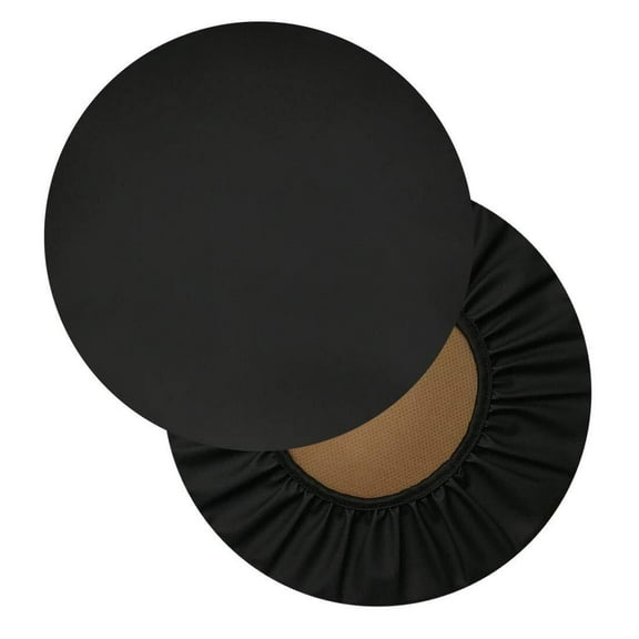 2PC 16in Round Bar Stool Cover Watedrproof Faux Leather Stool Slipcover Anti-Slip Round Seat Cover Coffee