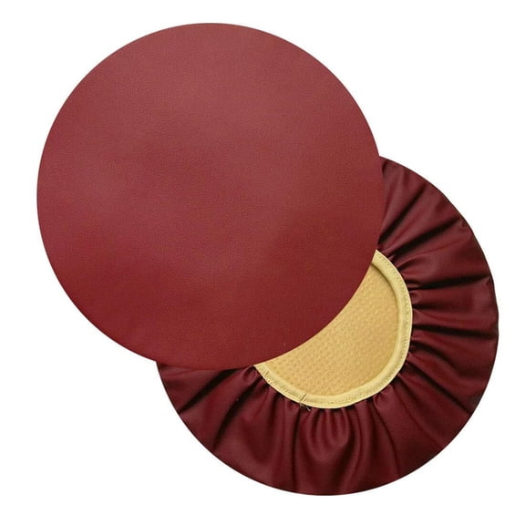 2PC 16in Round Bar Stool Cover Watedrproof Faux Leather Stool Slipcover Anti-Slip Round Seat Cover Coffee