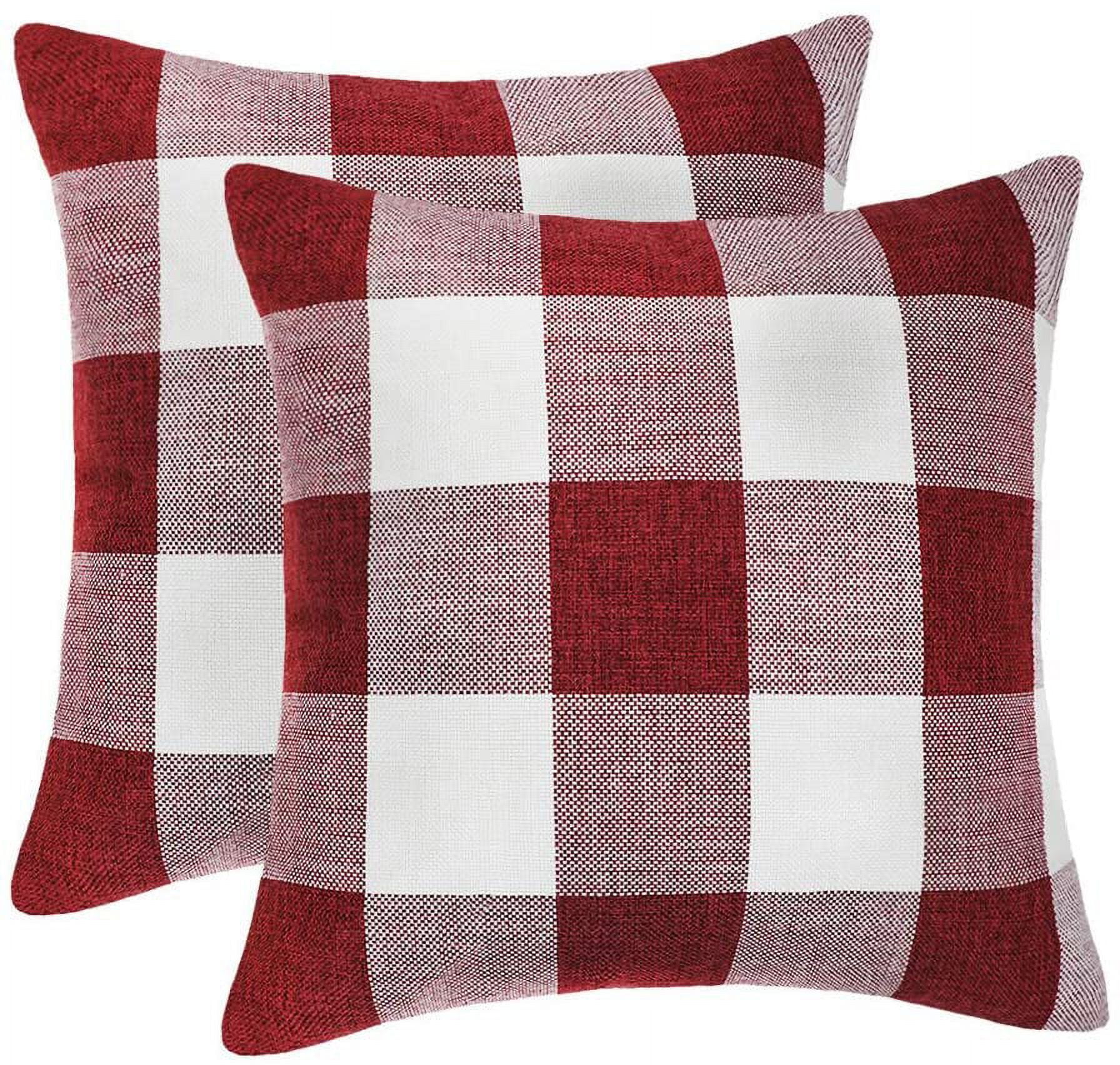 Red and white plaid pillow covers best sale
