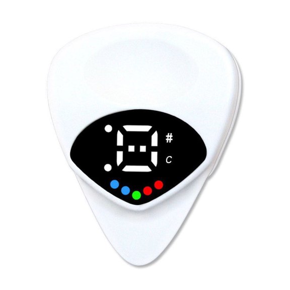 2PC 2 In 1 Guitar Tuner and Guitar Pick, Digital Guitar Pick with LED Screen Display, Guitar Pick Plectrum with 12 Equal Temperaments Musical Note, 0.6mm Thickness, Efficient Tuning, Guitars Gifts