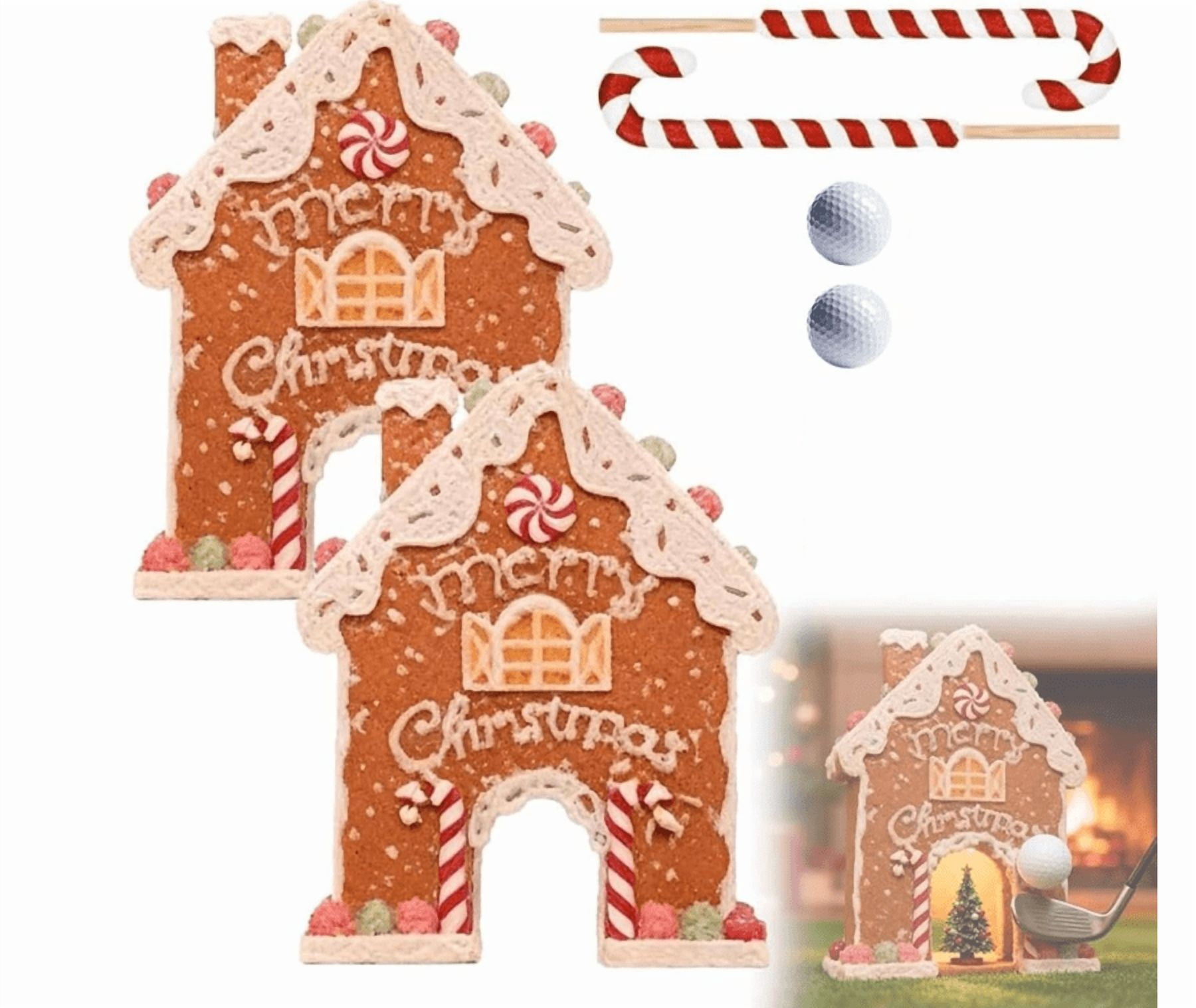 2PC 2025 Funny Gingerbread Golf Game Set, Christmas Indoor Mini Golf ...