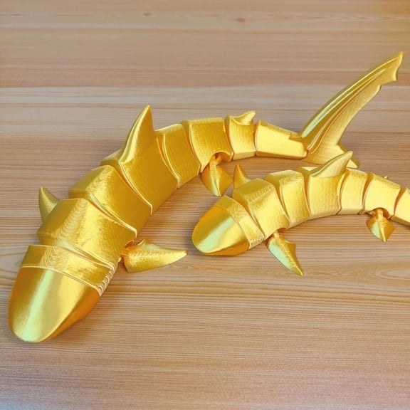 2PC 22CM + 30CM Silk Gold 3D Printed Shark Stress Relief