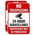 thumbnail image 1 of 2PC 24 Hour Surveillance Sign, 14 x 10 Inches - Aluminum - Private Property No Trespassing - Security Camera Metal Warning Sign, 1 of 5