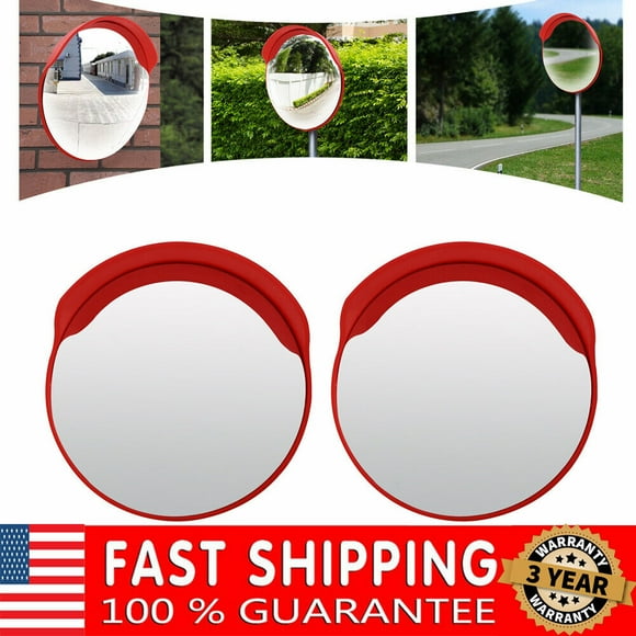 2PC 24in Convex Traffic Mirror Wide Angle Blind Spot Corner Road Parking Safety
