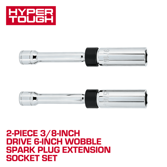 Hyper Tough 2-Piece 3/8-Inch Drive Swivel Magnetic Spark Plug Socket Set