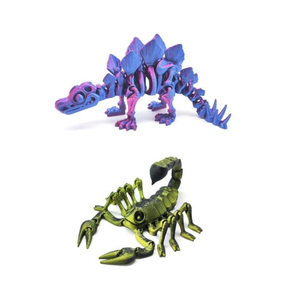 2PC 3D Printed Movable Stegosaurus & Scorpion Skeleton Models, 22CM+21CM