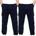 thumbnail image 1 of 2PC 4-13Years Boys And Girls Childrens Sports Cargo Pants Stretch Elastic Waist School Kids Twill Joggers, 1 of 7