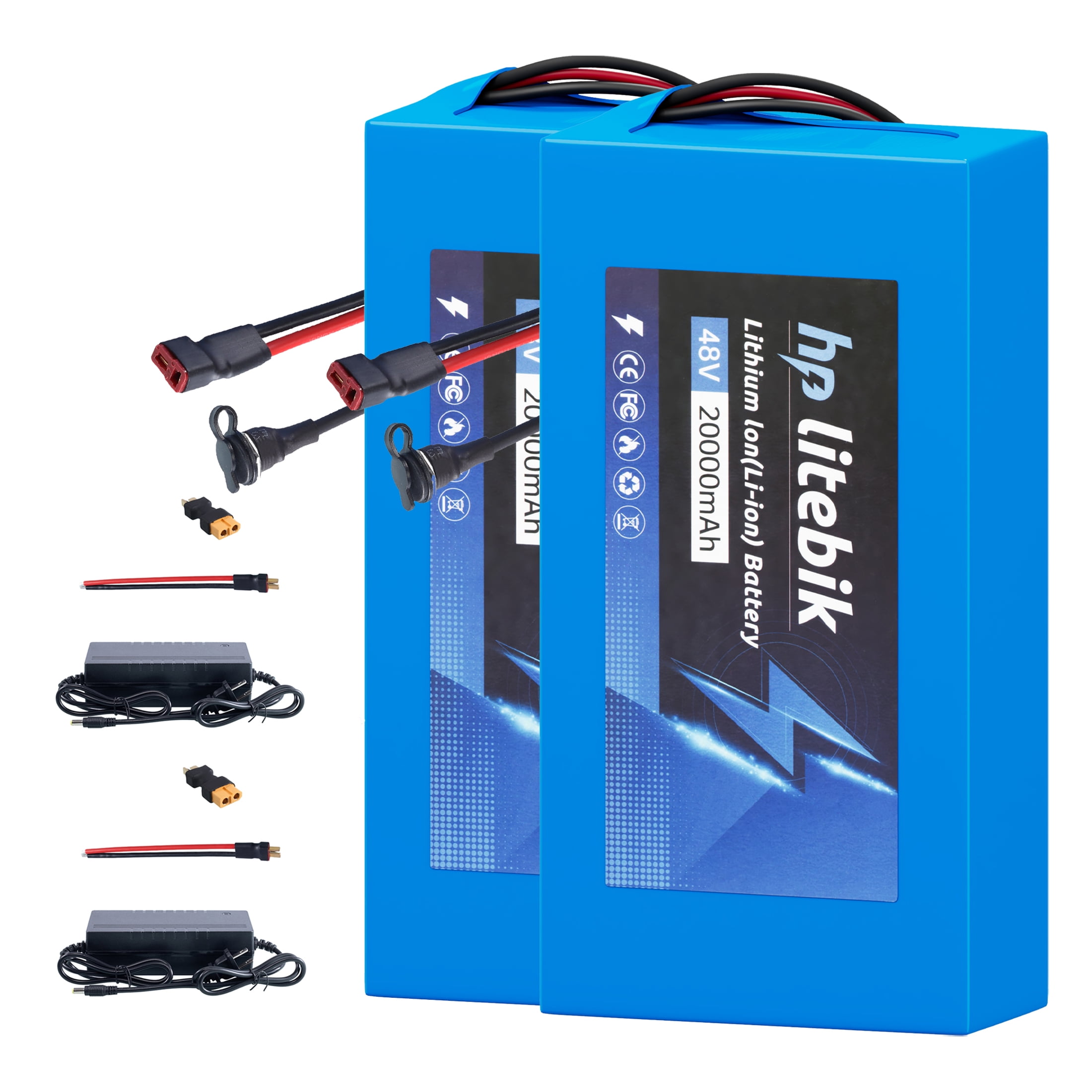 2PC 48v 20ah Battery Lithium Battery Pack 48v Ebike Battery 1200W for Adult Electric Bike