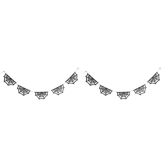2PC 6.5Ft Spider Web Garland Banner Hanging Spider Web Decorations for Halloween Home House Fireplace Decor, Spooky Black Spider Banner for Wall Mantle Party