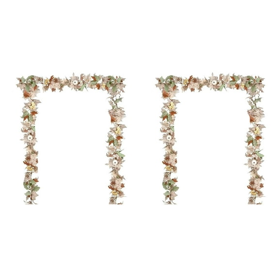 2PC 68" Fall Maple Garland,Artificial Autumn Vine for Thanksgiving, Wedding & Fireplace Decor,Orangex2
