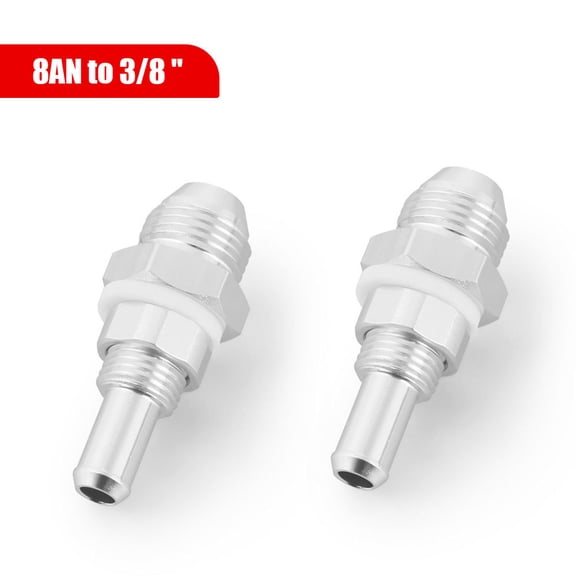 2PC -8AN Flare Male Bulkhead to 3/8" Hose Barb Fuel Pump Tank Adapter Fitting