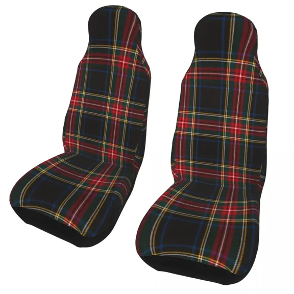 2PC Accessories Protector Auto Van or SUV Cars for Covers Seat Automobiles Gingham Customized Cover Seat Car Plaid Tartan Modern