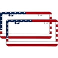 thumbnail image 1 of 2PC American Flag License Plate Frames for Women/Men, Black Stainless Steel Car Tag Frame, 6"x12" 2 Holes & Screws Fits Standard US/CA, 1 of 4