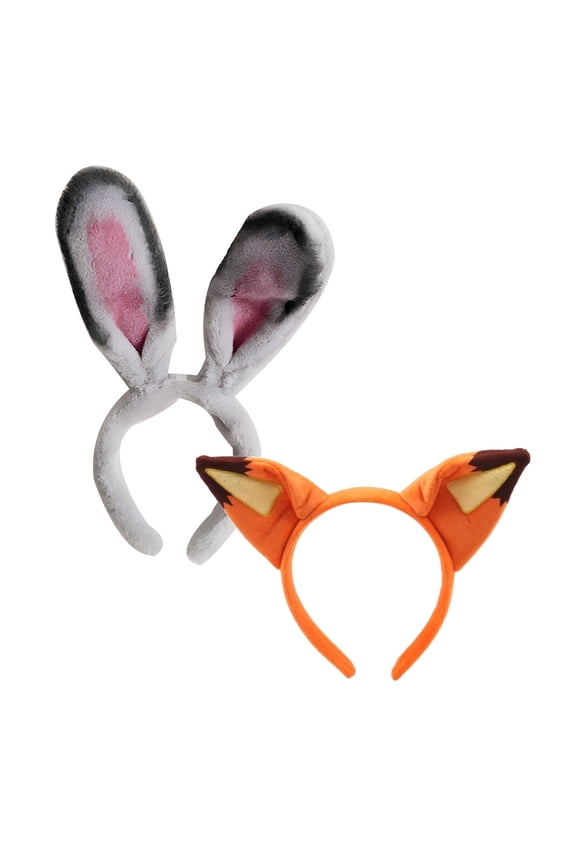 2PC Animal Ear Headbands Fox Rabbit Halloween Christmas Festival Theme Party Cosplay Costume Accessory
