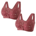 thumbnail image 1 of 2PC Aoujea 2024 Bras for Older Women Front Button Bra Convenient Snap Sleep Bra Comfortable Easy Close Sports Bras on Clearance, 1 of 7