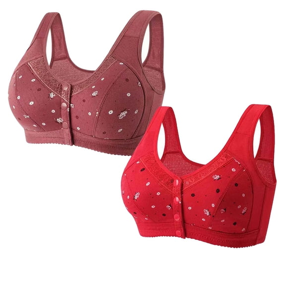 2PC Aoujea 2024 Front Button Bra, Convenient Front Button Bra,Front Closure Sports Bras Women Soft Cup,Everyday Sleep Bras,Front Closure Sports Bras for Girls on Clearance