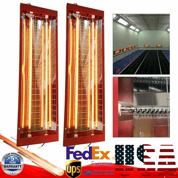 2PC Auto Paint Booth Infrared Paint Curing Lamp Spray Baking Heater Dryer 2KW