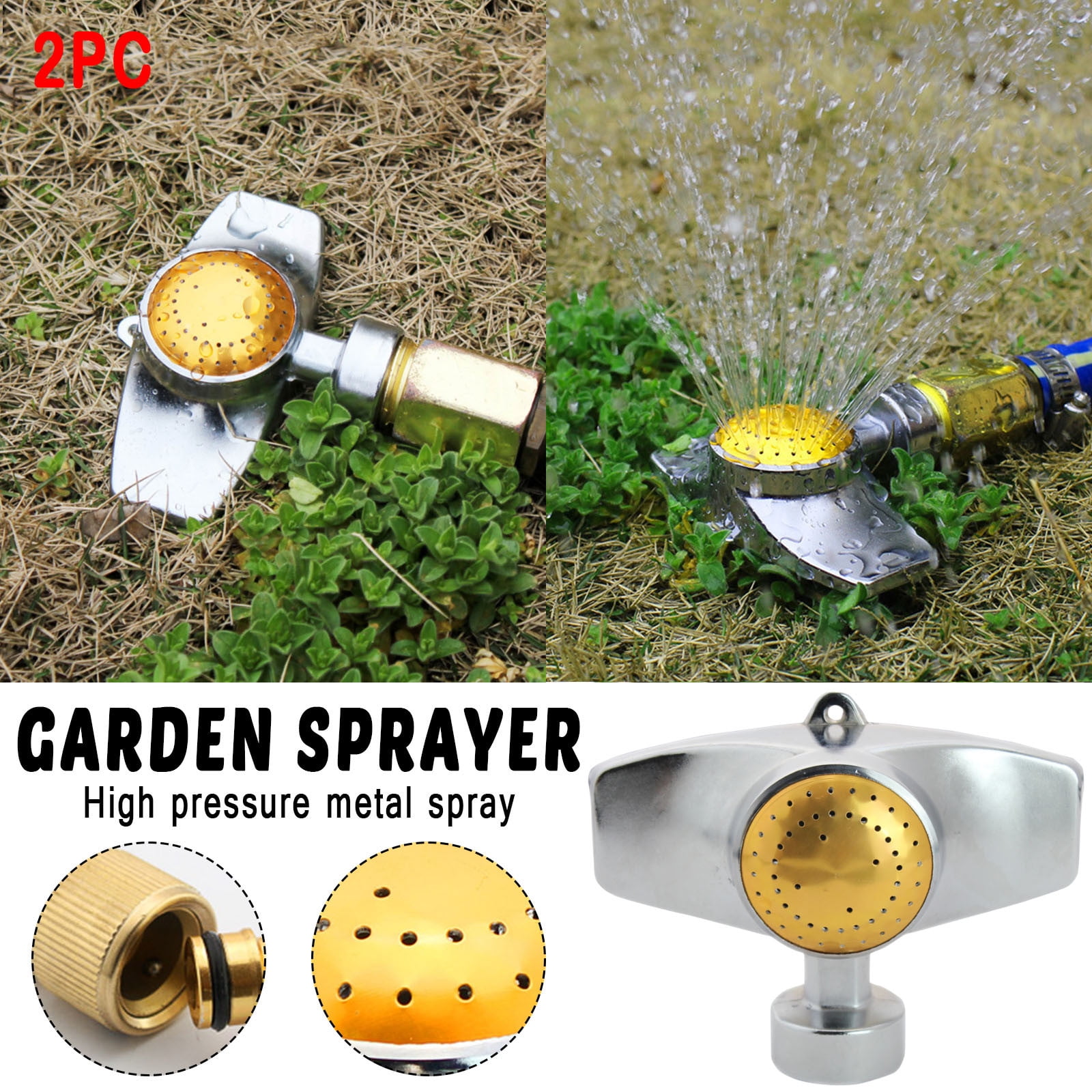 2PC Automatic 360 Garden Irrigation Sprinkler Watering Sprinkler Hose