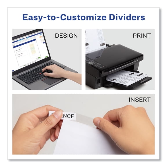 2PC Avery Insertable Big Tab Dividers, 8-Tab, Double-Sided Gold Edge Reinforcing, 11 x 8.5, White, Clear Tabs, 1 Set