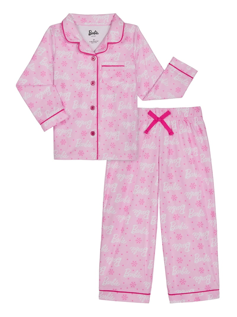 Barbie Toddler Long Sleeve Top and Pants Pajama Coat Set, 2-Pieces
