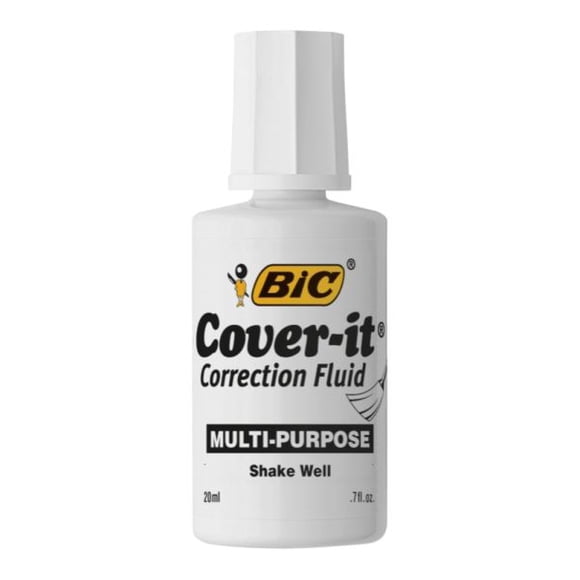 2PC BIC Cover-It Correction Fluid, 20 ml Bottle, White